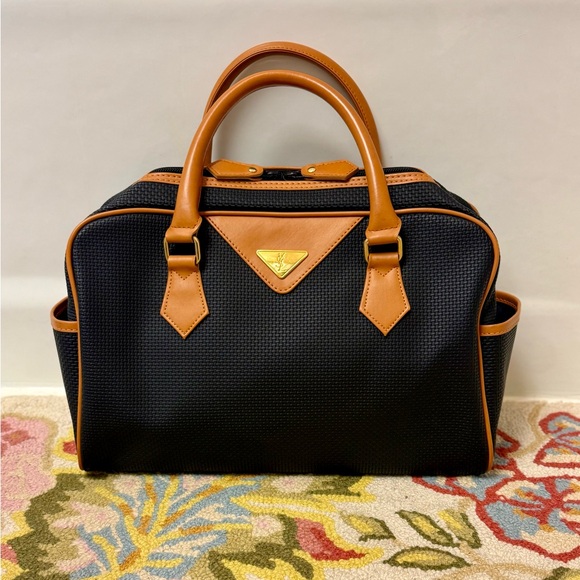 YVES SAINT LAURENT Vintage YSL PVC/Canvas Top Handle Boston Bag - Black/Brown - Picture 2 of 16